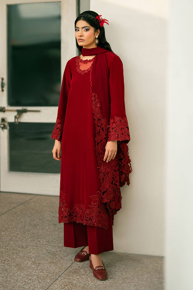 Picture of Cherry Red With Dupatta