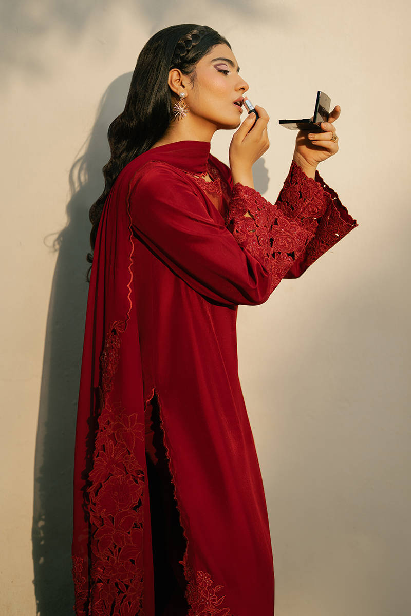 Picture of Cherry Red With Dupatta